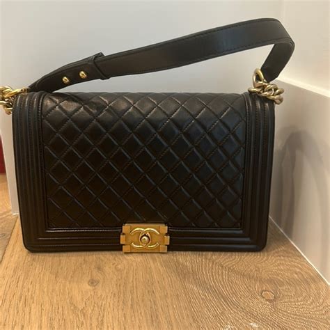 chanel large boy bag gold hardware|chanel boy bag gold chain.